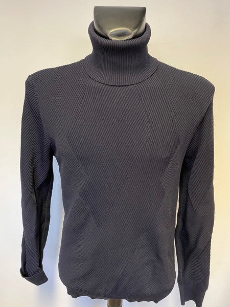 BRAND NEW EMPORIO ARMANI NAVY BLUE POLO NECK JUMPER SIZE XXL