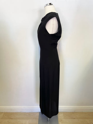RAEY BLACK SILK SLEEVELESS MIDI DRESS SIZE 8