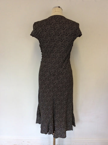 HOBBS BLACK & WHITE PRINT CAP SLEEVE DRESS SIZE 14