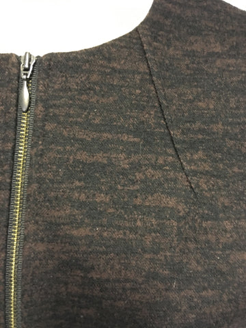 HOBBS BROWN & BLACK PRINT WOOL BLEND ZIP UP JACKET & SKIRT SIZE 12/14