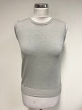 LIZ CLAIBORNE SILVER METALLIC TOP & CARDIGAN TWIN SET SIZE S
