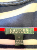RALPH LAUREN NAVY,WHITE & RED STRIPE 3/4 SLEEVE BELTED COTTON DRESS SIZE S