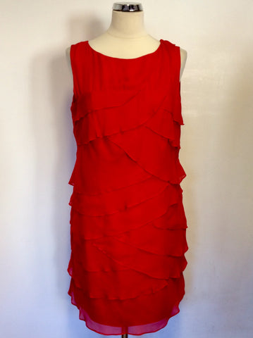 BRAND NEW COAST RED SILK TIERED LAYERED SHIFT DRESS SIZE 14