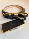 BRAND NEW TED BAKER BLACK LEATHER BOW TRIM BELT SIZE M