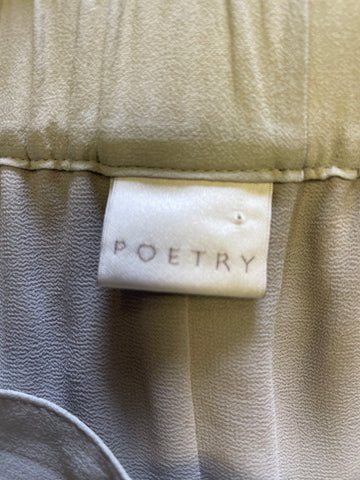 POETRY GREY SILK MIDI LENGTH A LINE SKIRT SIZE 16