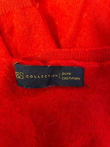 MARKS & SPENCER COLLECTION 100% CASHMERE RED LONG SLEEVED JUMPER SIZE 14