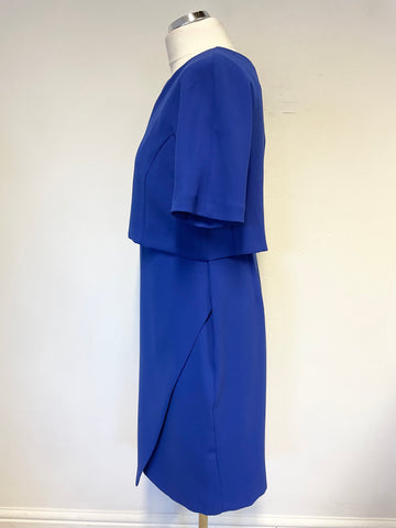 FENN WRIGHT MANSON ROYAL BLUE SHORT SLEEVED SHIFT DRESS SIZE 14 PETITE