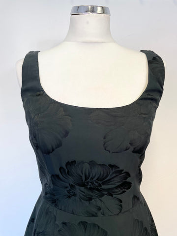 JIGSAW DARK GREEN FLORAL PRINT SLEEVELESS FIT & FLARE OCCASION DRESS SIZE 10