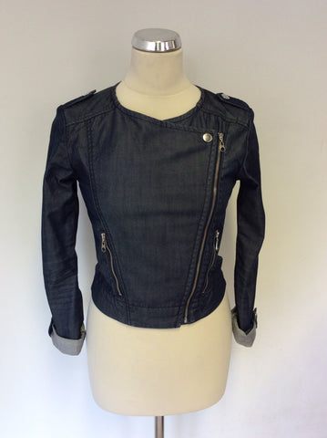 TED BAKER DARK BLUE ASYMETRIC ZIP UP FASTEN JACKET SIZE 1 UK 8/10