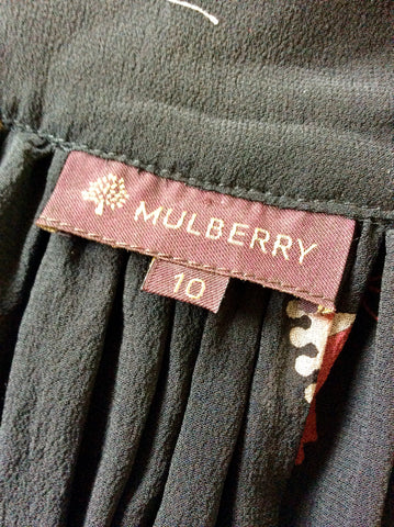 MULBERRY BLACK KITE PRINT SILK DRESS SIZE 10