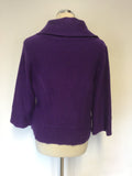 HOBBS PURPLE WOOL KNIT DOUBLE BREASTED CARDIGAN/ JACKET SIZE 14
