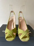 HOBBS GLINDA LIME GREEN SUEDE OPEN TOE SLINGBACK HEEL SANDALS SIZE 4/37