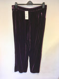 BRAND NEW SPIRITO DI ARTIGIANO PLUM VELVET WIDE LEG TROUSERS SIZE 20