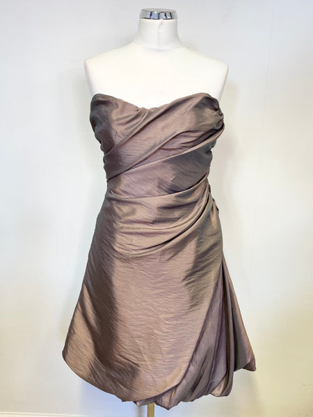 JIM HJELM OCCASIONS BRONZE STRAPLESS A LINE SPECIAL OCCASION DRESS SIZE 8 UK 12