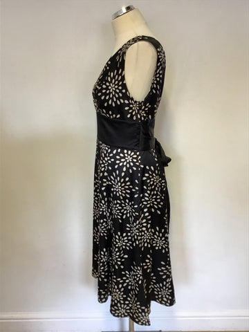 TED BAKER BLACK & WHITE SILK SPECIAL OCCASION DRESS & MATCHING BAG SIZE 4 UK 14