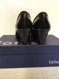 BRAND NEW LOTUS TATUM DARK BROWN PATENT CROC PRINT BOW TRIM HEELS SIZE 4/37