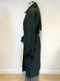 CLOUD NINE DARK GREEN BELTED LONG SLEEVED TRENCH COAT SIZE M