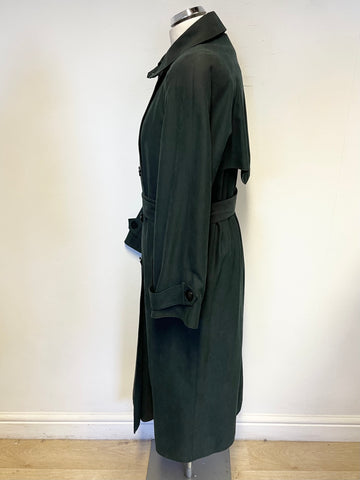 CLOUD NINE DARK GREEN BELTED LONG SLEEVED TRENCH COAT SIZE M