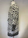 JOSEPH RIBKOFF BLACK & WHITE EMBOSSED DESIGN LONG SPECIAL OCCASION JACKET SIZE 16