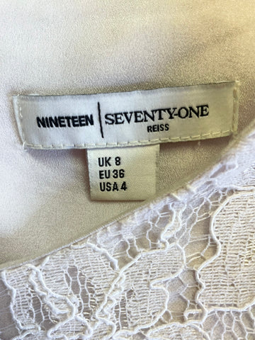 REISS 1971 ROSALIN NUDE PINK LACE LONG SLEEVE SPECIAL OCCASION DRESS SIZE 8