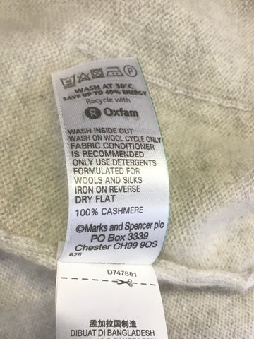 MARKS & SPENCER LIGHT GREY CASHMERE CARDIGAN SIZE 12