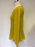 LUISA CERANO MUSTARD PLEATED LONG SLEEVE BLOUSE SIZE 12