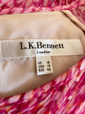 LK BENNETT MADISON PINK PRINT SILK LAYERED LONG SLEEVE TOP SIZE 18