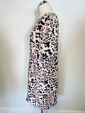 WHISTLES MEGHAN PINK LEOPARD PRINT SHORT SLEEVE SHIFT DRESS SIZE 14