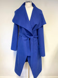ROYAL BLUE WRAP ACROSS BELTED UNLINED COAT SIZE M