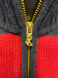 RALPH LAUREN NAVY & RED STRIPE ZIP NECK JUMPER SIZE L