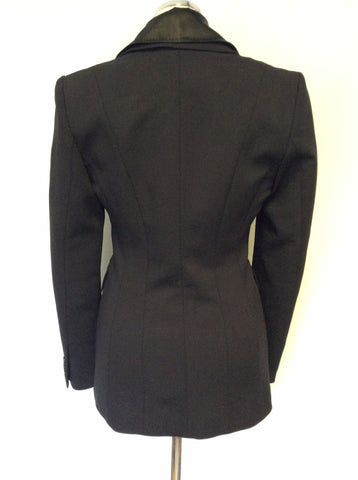 KAREN MILLEN BLACK DETACHABLE SATIN TUX COLLAR JACKET SIZE 10