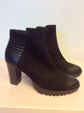 CAPRICE BLACK SUEDE & LEATHER ANKLE BOOTS SIZE 4.5/37.5