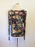 PAUL SMITH FLORAL PRINT SCOOP NECKLINE LONG SLEEVE TOP SIZE S
