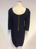 WHISTLES BLACK BANDAGE STYLE BODYCON DRESS SIZE 3 UK 12