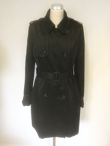 LAURA ASHLEY BLACK DOUBLE BREASTED BELTED TRENCH COAT SIZE 14