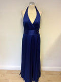 BRAND NEW COAST BLUE SILK HALTER NECK MAXI DRESS SIZE 16