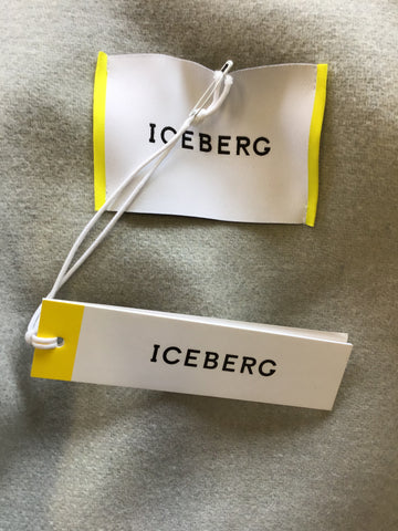 BRAND NEW ICEBERG DUCK EGG & GREY OVERSIZE WOOL BLEND TIE BELT COAT SIZE 40/ UK 12