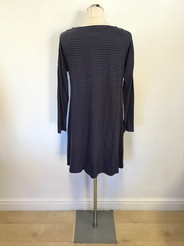 SEASALT CORNWALL BLUE & BURGUNDY STRIPE STRETCH JERSEY DRESS SIZE 12
