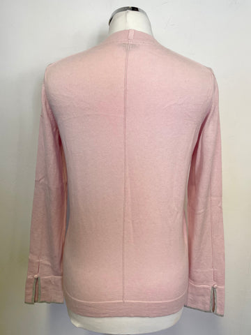 JIGSAW PALE PINK COTTON & CASHMERE BLEND LONG SLEEVE JUMPER SIZE S