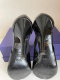 FENDI BLACK PATENT LEATHER PEEPTOE CUT OUT SIDE HEELS SIZE 4/37