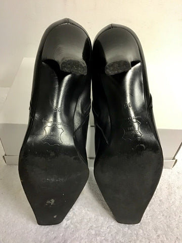 FOLIO BLACK LEATHER ANKLE BOOTS SIZE 5/38