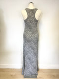 TED BAKER GREY SNAKESKIN PRINT STRETCH JERSEY MAXI TANK DRESS SIZE UK XS