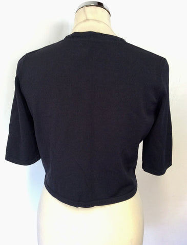 LAURA ASHLEY NAVY BLUE CROP SHORT SLEEVE CARDIGAN SIZE 12