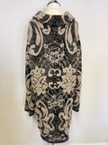 ALDOMARTINS BLACK & BEIGE CHUNKY KNIT LONG CARDIGAN/ COAT SIZE 14/16/18