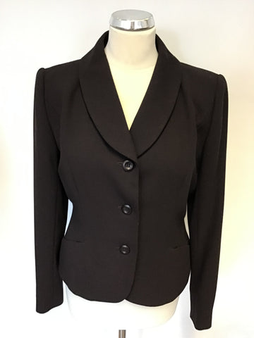 HOBBS DARK BROWN WOOL JACKET & TROUSER SUIT SIZE 12/14