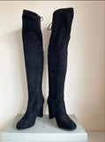 CARVELA PACE BLACK FAUX SUEDE OVER KNEE BOOTS SIZE 7 /40