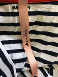 MARCCAIN BLACK & WHITE STRIPE PONCHO STYLE FRILL EDGE TOP SIZE N2 FIT UK 12-16