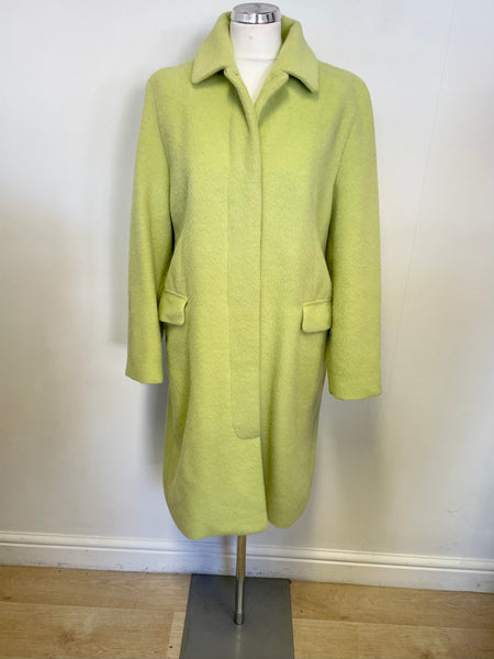 WHISTLES LIME GREEN WOOL KNEE LENGTH COAT SIZE 10