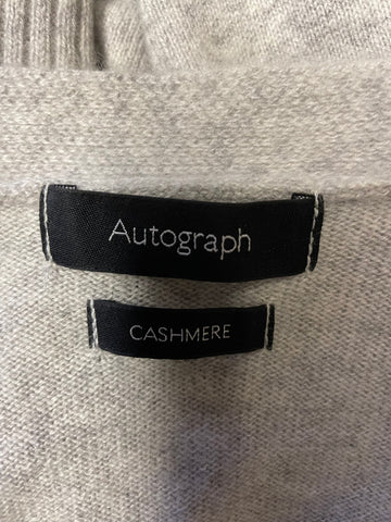 MARKS & SPENCER AUTOGRAPH 100% CASHMERE SILVER GREY LONG CARDIGAN SIZE S