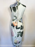 BRAND NEW TED BAKER RAVINA ROSE PRINT MINT GREEN MIDI PENCIL DRESS SIZE 3 UK 12/14